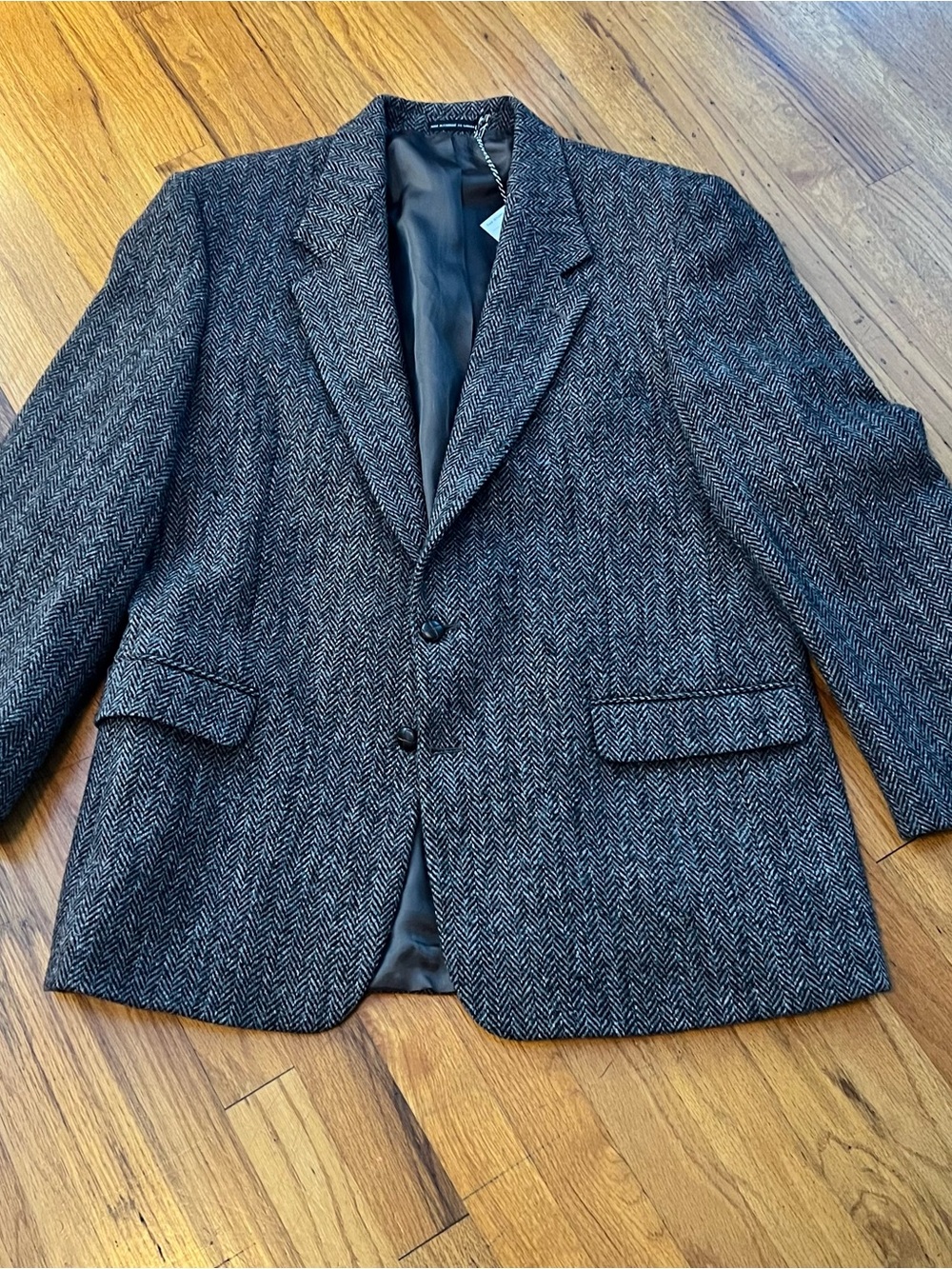 Men's Herringbone Notch-Lapel Blazer - Black/Gray